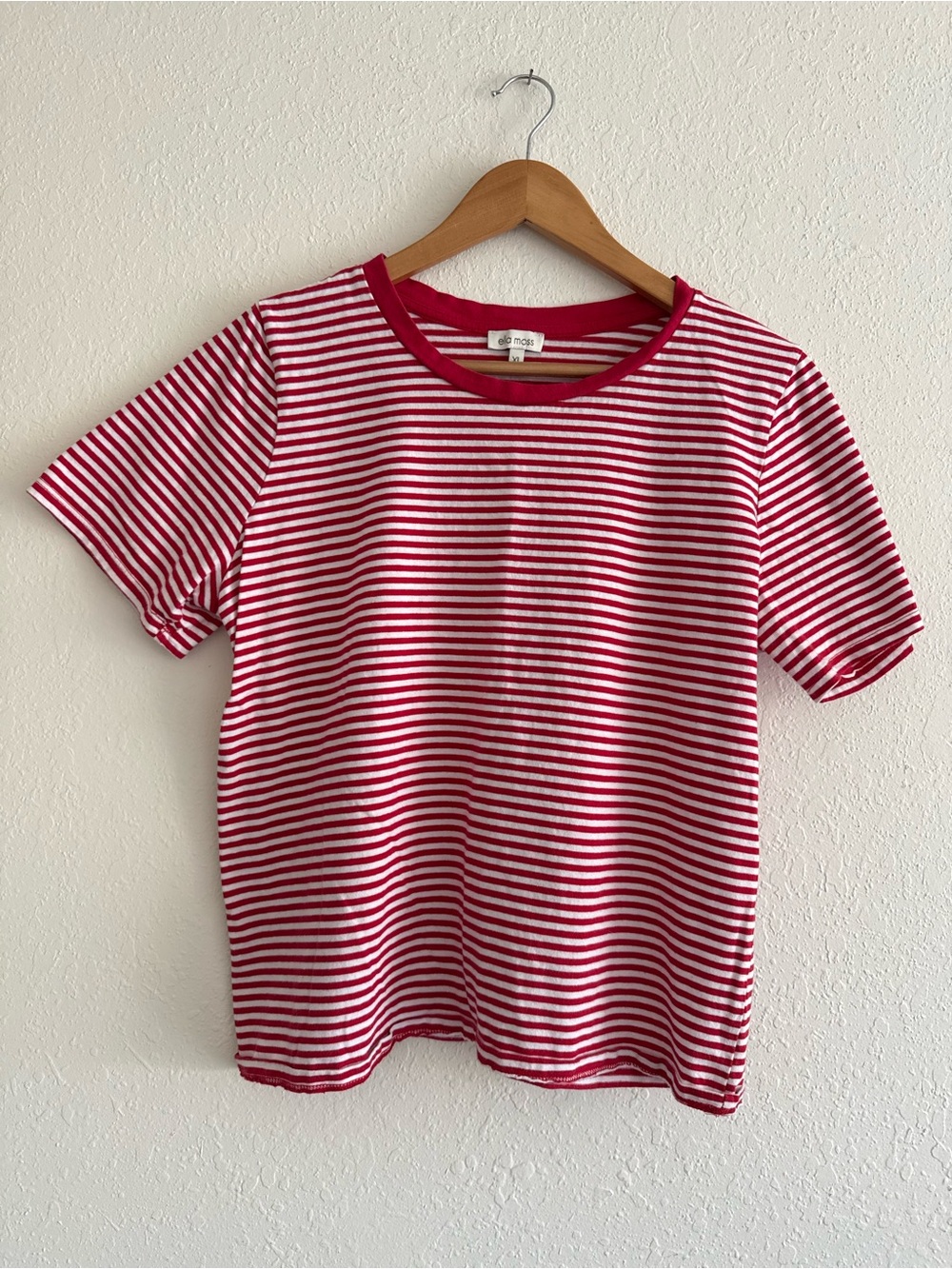 Ella Moss Red and White Striped Short Sleeve Tee